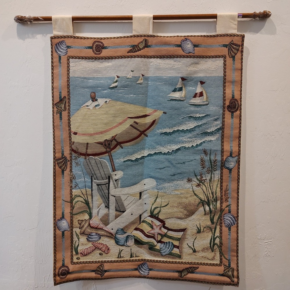 Wallhanging Wall Art 26x36 Wish You Were Here Made In USA Beach Decor Tapestry